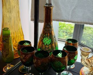 Bohemia Crystal Slavia Glassworks Green And gold