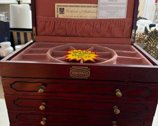 Thomas Pacconi lg jewelry chest, solid mahogony