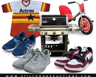 Nerf guns, watches, Hooker furniture, vintage and antique walking canes, ashtrays, lighters, Magic the Gathering cards, rugs, wheelchair, Sony Playstation 4, PS4, pocket knives, belt buckles, planters, brass figurines, golf clubs, pet supplies, artificial arrangements, carnival glass, garden art, and more!