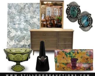 Kinkade artwork, Halloween decor, 14k gold, Vera Bradley, coolers, Madame Alexander, dolls, model cars, Patricia Nash, ceiling fans, shop vacuum, ladies wigs, Thomasville, Vintage Fisher Price, Cabbage Patch, antique French furniture, and more!