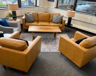 One of 12 rooms containing modern furniture and decor.