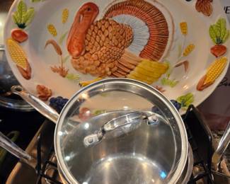Embossed Thanksgiving Turkey Ceramic Serving Platter