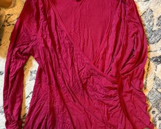 White House Black Market Burgundy Surplice Wrap-Style Long-Sleeve Top, Size Medium