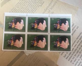 1973 George Gershwin 8¢ U.S. Postage Stamps – Mint Block of 6 – American Composer / American Arts Series – Vintage Music & Philatelic Collectible
