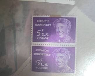 1963 Eleanor Roosevelt 5¢ U.S. Commemorative Postage Stamps – Mint Vertical Pair – First Lady, Human Rights Advocate & American History Collectible