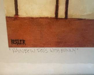 Daniel Patrick Kessler Signed Print "Rainbow Dogs with Bunny" 2012