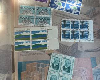 Vintage 1960s U.S. Mint Commemorative Postage Stamp Collection – Plate Number Blocks & Blocks of Four – Eleanor Roosevelt, Alliance for Progress, Sciences, Canada Centennial, Christmas & Cordell Hull – Unused U.S. Postage