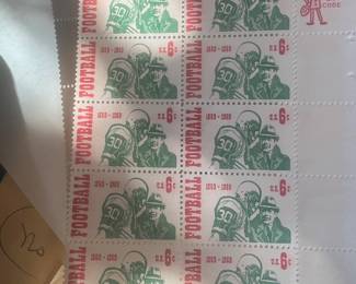 1969 U.S. 6¢ College Football Centennial Commemorative Stamps – Mint Block of 10 with “Use ZIP Code” Selvage, celebrating 100 years of American football, 1869–1969.