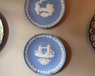 Wedgwood blue jasperware Christmas collector plates.