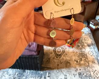 Gold-Tone Filigree Disc Dangle Earrings
