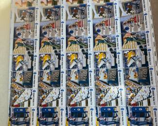 1973 U.S. Postal Service 8¢ “Postal Service Employees” Commemorative Stamp Sheet, colorful se-tenant designs depicting postal workers and mail operations.