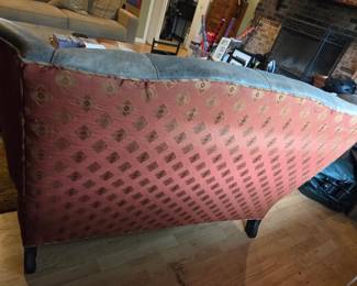 Carol Hicks Bolton for EJ Victor Contemporary Loveseat, Mixed Fabric, Bohemian Shabby Chic Oversized Loveseat with Distressed Leather and Upholstery with Nailhead Trim Accents