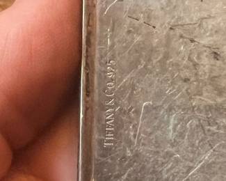 Vintage Tiffany & Co. Sterling Silver Art Deco Cigarette Case, rectangular form with geometric linear engraving and naturally developed patina.