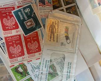 Vintage U.S. Postage Stamp Collection – Assorted Mint Commemorative Stamps & Blocks, including Poland’s Millennium, U.S. Savings Bonds, American Servicemen, Football, Fort McHenry and other mid-century commemorative issues.