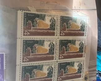 1958 U.S. Forest Conservation 4¢ Commemorative Postage Stamps – Mint Block of 6 – Vintage Forestry, Logging & Conservation Americana