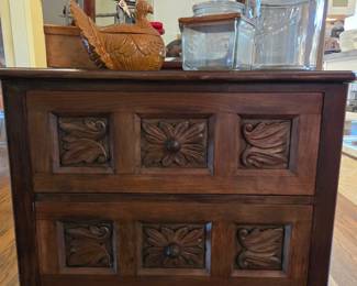 Spanish Colonial Revival Carved 2-drawer End Table for John A Colby & Sons, Chicago