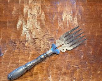 Antique .925 Sterling Silver Large Serving Fork
