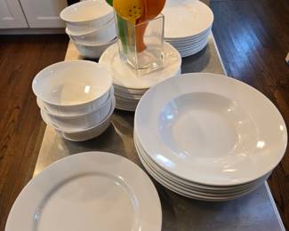 Crate & Barrel White Porcelain Dinnerware