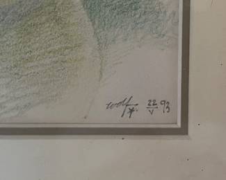 Wolf Colored Pencil Sketch of Apple & Pear Still-life Signed Artist Proof, 1993