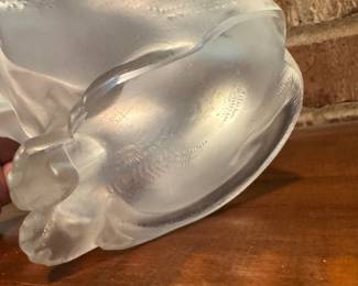 Lalique Large Frosted Crystal Sitting Cat Sculpture