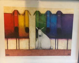Daniel Patrick Kessler Signed Print "Rainbow Dogs with Bunny" 2012