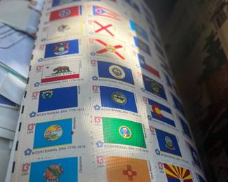 1976–1977 U.S. Bicentennial “Flags of the States” 13¢ Commemorative Stamp Collection – *Large Unused Multi-State Set with Original 1976 Newspaper Documentation