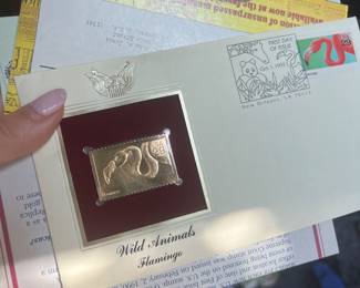 1992 Wild Animals Flamingo 29¢ First Day Cover with Gold-Foil Stamp Replica – New Orleans First Day of Issue, October 1, 1992