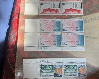 1960 U.S. Mint Commemorative Stamp Plate Blocks – Boy Scouts, U.S.–Japan Centennial & Water Conservation – 4¢ Vintage Postage