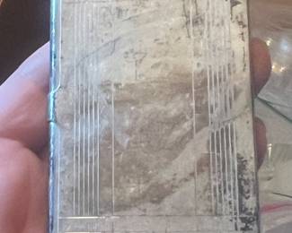 Vintage Tiffany & Co. Sterling Silver Art Deco Cigarette Case, rectangular form with geometric linear engraving and naturally developed patina.