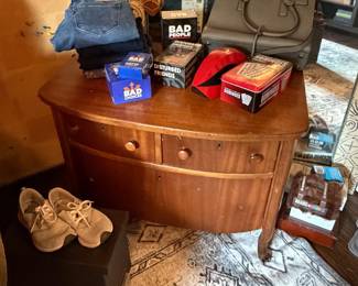 Art Deco / 1930s–40s Walnut Bow-Front Sideboard Cabinet with Drawers & Storage
