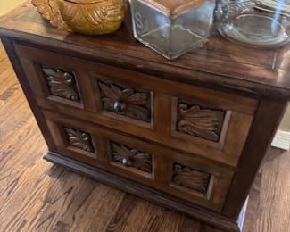 Spanish Colonial Revival Carved 2-drawer End Table for John A Colby & Sons, Chicago