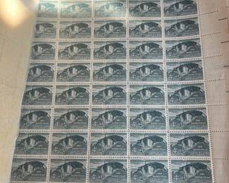 1962 U.S. Homestead Act Centennial 4¢ Commemorative Stamps – Complete Mint Sheet of 50 – Plate No. 27149 – Vintage Americana / Western History Philatelic Collection