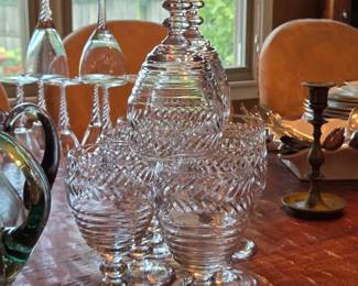 Diamond-Cut Crystal Stemmed Glasses
