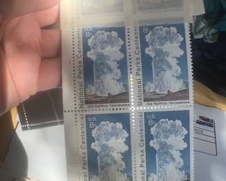 1972 U.S. National Parks Centennial 8¢ “Old Faithful, Yellowstone” Mint Stamp Block of 4
