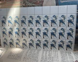 1963 John James Audubon Passenger Pigeon 5¢ U.S. Commemorative Stamps – Large Mint Block of 30 – Audubon American Birds – Plate No. 27590 – Vintage Wildlife / Ornithology Philatelic Collectible