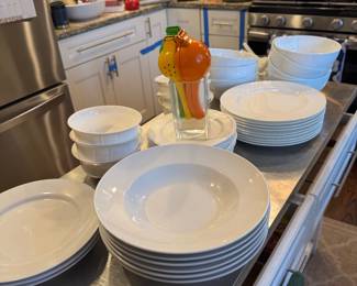 Crate & Barrel White Porcelain Dinnerware
