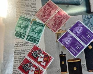 Vintage 1960s U.S. Commemorative Postage Stamp Group – Doctors Mayo, Eleanor Roosevelt, Florida Settlement / St. Augustine & Food for Peace – Mint Pairs – Americana & Historic Figures