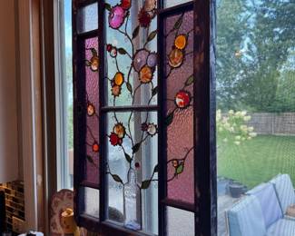 Custom Floral Stain Glass Window Panel