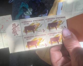 1967 U.S. Nebraska Statehood Centennial 5¢ Stamp – Mint Block of 4 with Mr. ZIP Selvage – Cattle & Corn Design