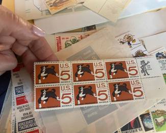 1966 U.S. 5¢ Humane Treatment of Animals Commemorative Stamps – Mint Block of 6 with “Use ZIP Code” Selvage, featuring dog and puppy design.