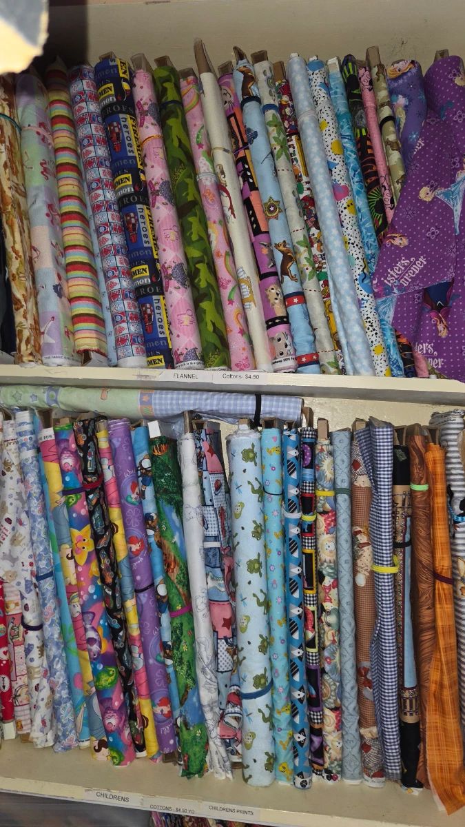 Shed full of fabric bolts
