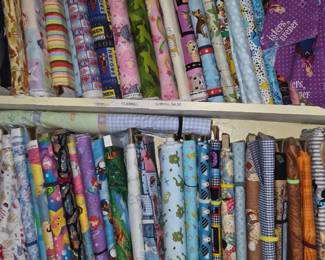 Shed full of fabric bolts
