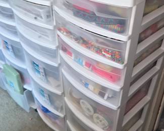 Bins full of craft supplies