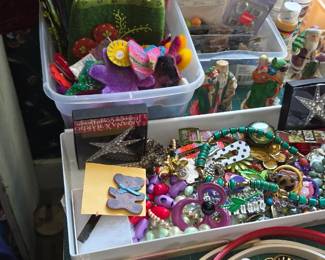 Small totes of craft supplies