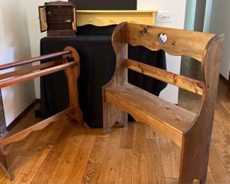Quilt Rack, Sitting Bench, and Shelf