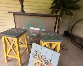 Tropical Bar Table and Stools