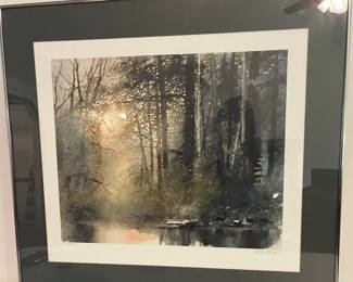Forest Pool Watercolor by Nina Engle Numbered and Signed