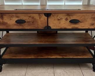 Sauder Rustic Side Board with Casters