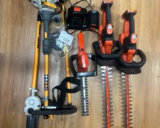Black and Decker Hedge Trimmers, Batteries, Charger, Ryobi TP30 Gas trimmer