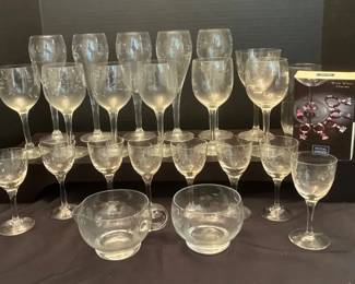 Vintage Crystal Etched Stemware